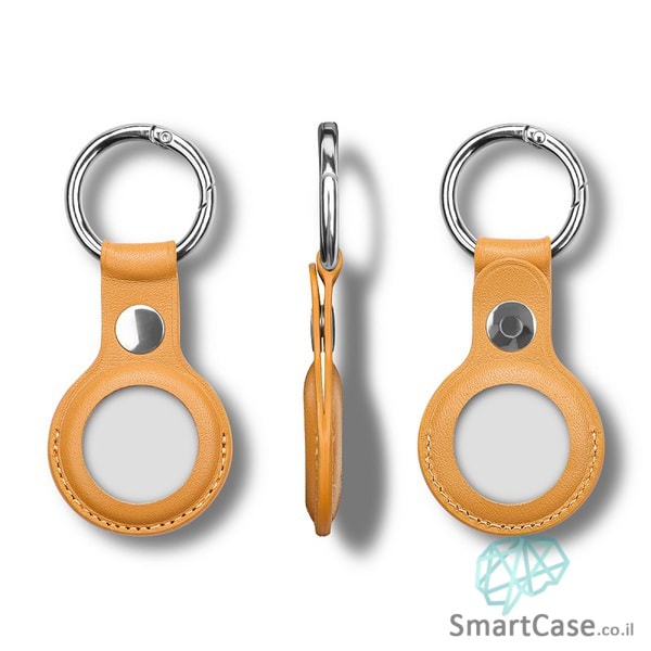 כיסוי עור פרימיום לאייר תג / Apple leather AirTag בצבע חום בהיר