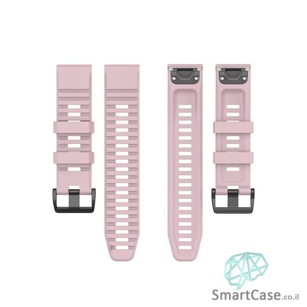 רצועת סיליקון 26 מ"מ בצבע ורוד עם אבזם לשעוני גרמין פניקס Fenix 6X 5X 6X Pro רצועת סיליקון 26 מ"מ בצבע ורוד עם אבזם לשעוני גרמין פניקס Fenix 6X 5X 6X Pro