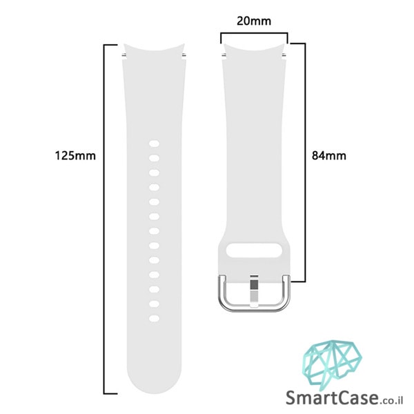 רצועת סיליקון חלקה בצבע לבן עם אבזם מעוגל לשעוני גלקסי ווטש 4 רצועת סיליקון חלקה בצבע לבן עם אבזם מעוגל לשעוני גלקסי ווטש 4