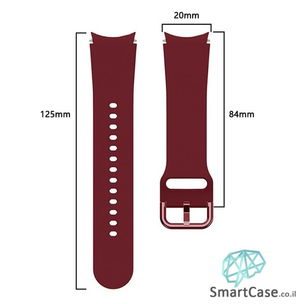 רצועת סיליקון חלקה בצבע Wine Red עם אבזם מעוגל לשעוני גלקסי ווטש 4 רצועת סיליקון חלקה בצבע Wine Red עם אבזם מעוגל לשעוני גלקסי ווטש 4