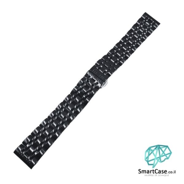 רצועת ברזל חוליות five beads בצבע שחור לשעוני גלקסי וואווי גרמין הואמי