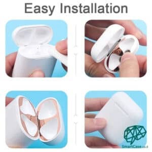 מדבקות אטימה לאיירפודס נגד אבק ולכלוך כסף מטאלי