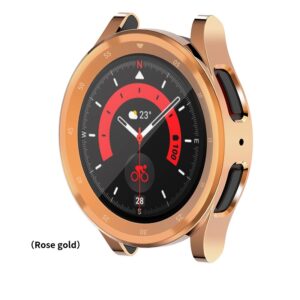 Rose gold כיסוי סיליקון היקפי מלא עם טבעת בזל גלקסי ווטש 5 פרו 45mm