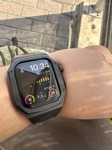 Click to view full screen רצועת כיסוי יוקרתית 44mm/45mm שילוב של פלדה וסיליקון שחור שחור photo review