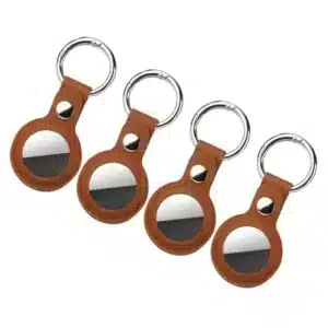 4 יחידות כיסוי עור טבעוני לאיירטאג AirTag חום