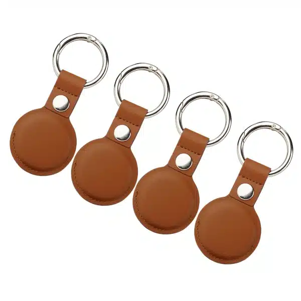 4 יחידות כיסוי עור טבעוני לאיירטאג AirTag חום