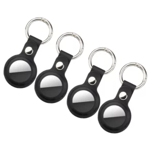 4 יחידות כיסוי עור טבעוני לאיירטאג AirTag שחור