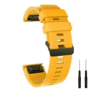 רצועת סיליקון איכותית QuickFit 22MM לשעוני גרמין #07 Yellow