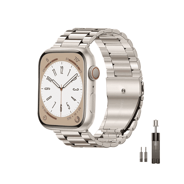 רצועה לשעון אפל ברזל חוליות 38/40/41mm בצבע Starlight רצועה לשעון אפל ברזל חוליות 38/40/41mm בצבע Starlight