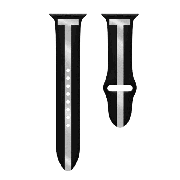 רצועה לאפל ווטש 38/40/41mm סיליקון סגירה פנימית הדפס T שחור כסף