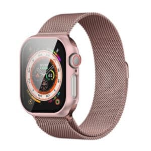 סט רצועה וכיסוי תואם לשעון אפל ווטש 42mm בצבע Pink