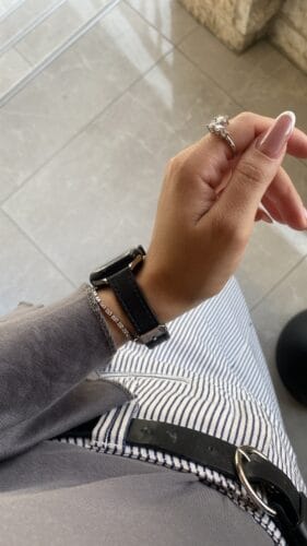 רצועת עור צרה לשעון אפל ווטש 40/41/42mm שחור אבזם כסף photo review