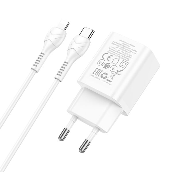 ⁦מטען קיר מהיר 20Wכניסת USB-Type C וכבל Type-C ל-Lightning מבית HOCO N27⁩ – תמונה ⁦3⁩