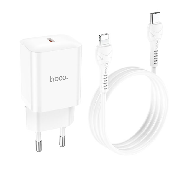 ⁦מטען קיר מהיר 20Wכניסת USB-Type C וכבל Type-C ל-Lightning מבית HOCO N27⁩ – תמונה ⁦4⁩