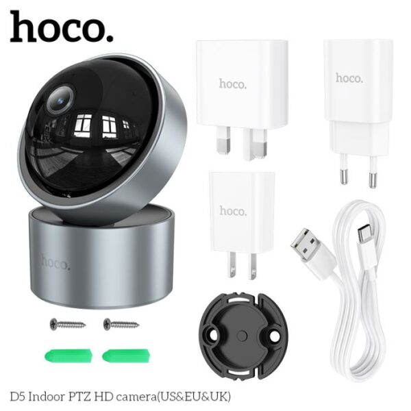 ⁦מצלמת אבטחה אלחוטית WIFI מסתובבת Hoco D5 Indoor PTZ 3MP⁩ – תמונה ⁦3⁩