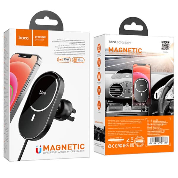 ⁦מעמד לרכב טעינת MagSafe אלחוטית מתחבר למזגן HOCO CA90⁩ – תמונה ⁦3⁩
