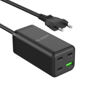 ראש מטען מהיר בעל 3 חיבורי Type-C ו-USB A בהספק 100 וואט מבית Toiko שנתיים אחריות