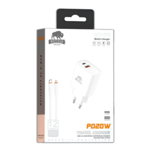 ראש מטען 20W עם כבל USB-C ל- PD Lightning מבית באפאלו